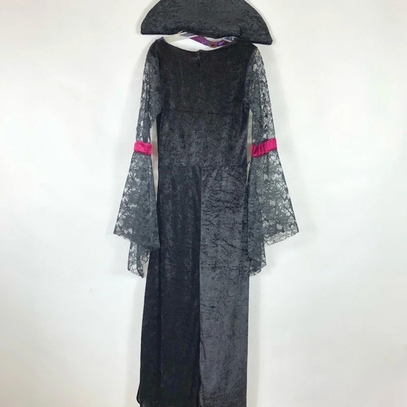 Girls Large 12-14 Goth Vampire Dress Long Dress Costume Lace Halloween Black - Picture 8 of 9